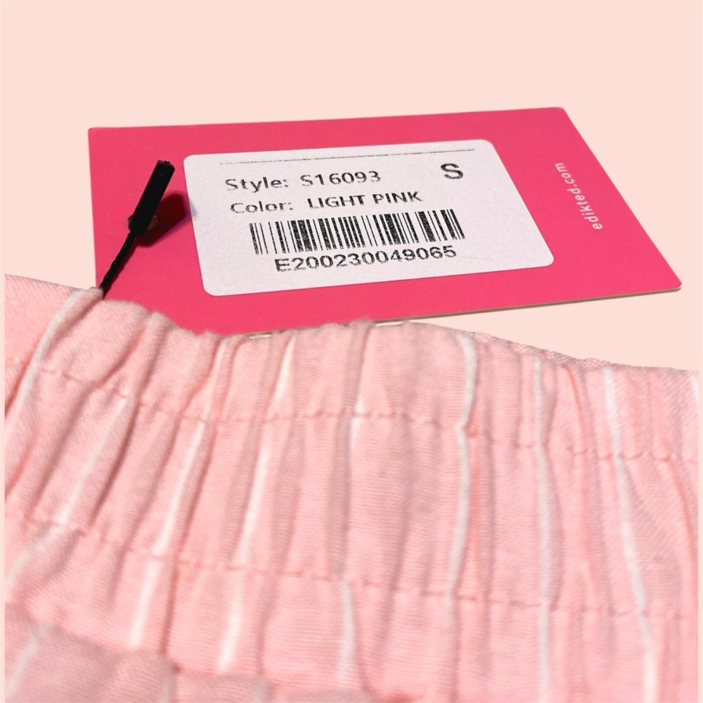 Edikted Pink & White Pinstripe Boxer Lounge Short - Picture 5 of 7